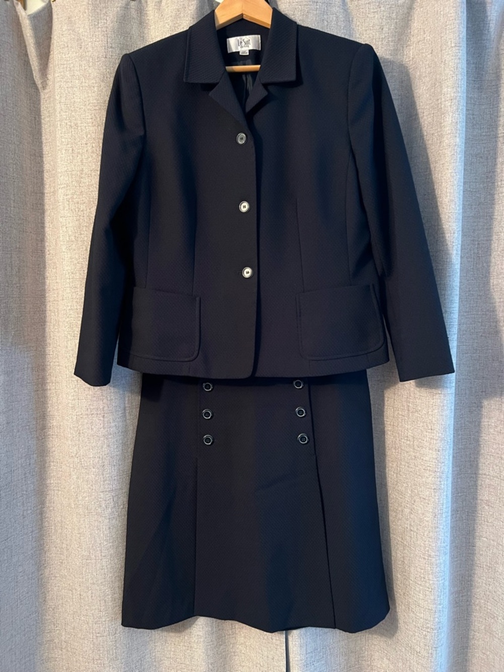Le Suit Petite Navy Skirt Suit